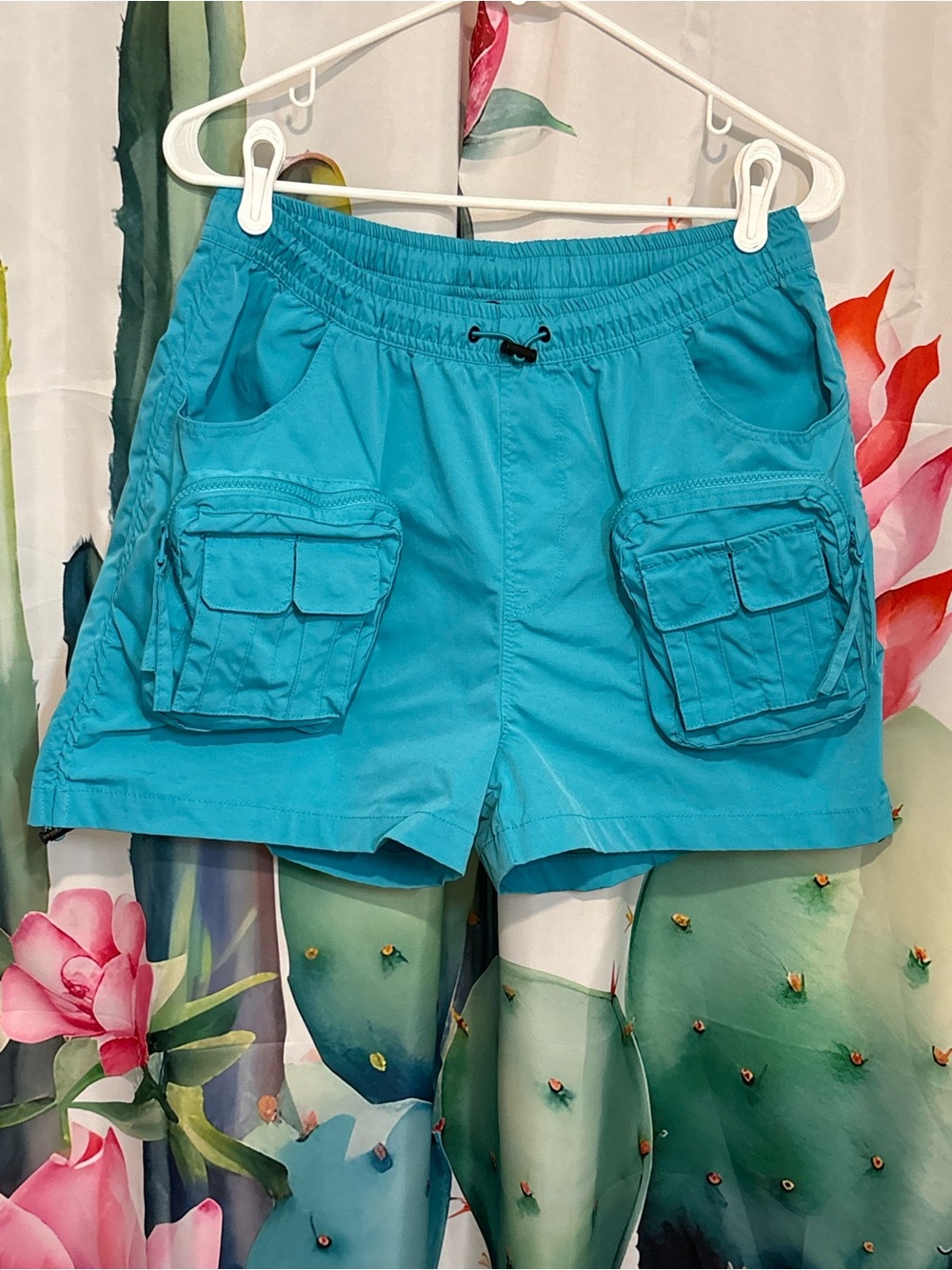Smoke Rise RED Karina Women Cargo Shorts Blue Curvy Hiking W/ Utility Pockets L
